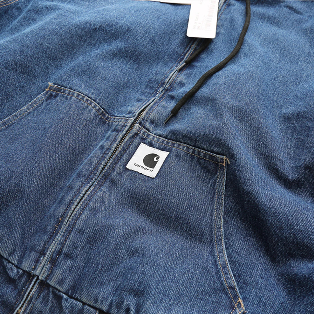 CARHARTT HEAVY DENIM ZIP UP HOODIE